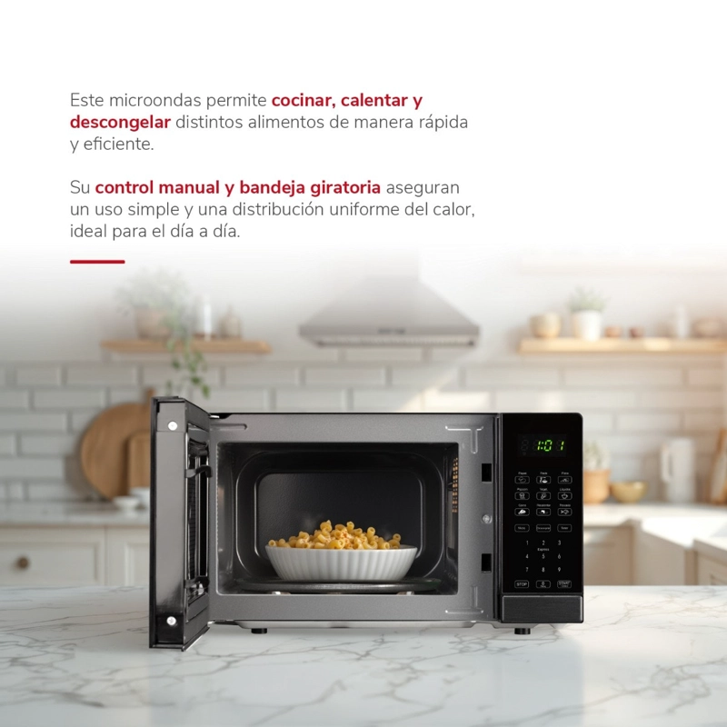 MICROONDAS DIGITAL THOMAS TH-MW20DN 20 LITROS 700W PANTALLA TOUCH 10 NIVELES NEGRO - 3