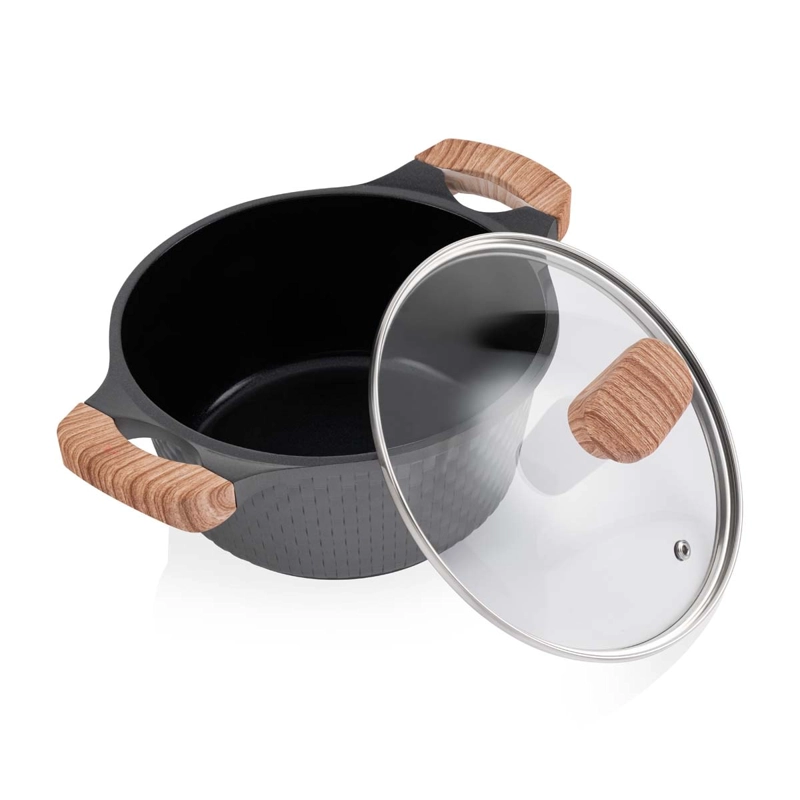 BATERIA DE COCINA THOMAS TH-MB07GM 7 PIEZAS SET OLLAS Y SARTE N EFECTO MARMOL GRIS - 2