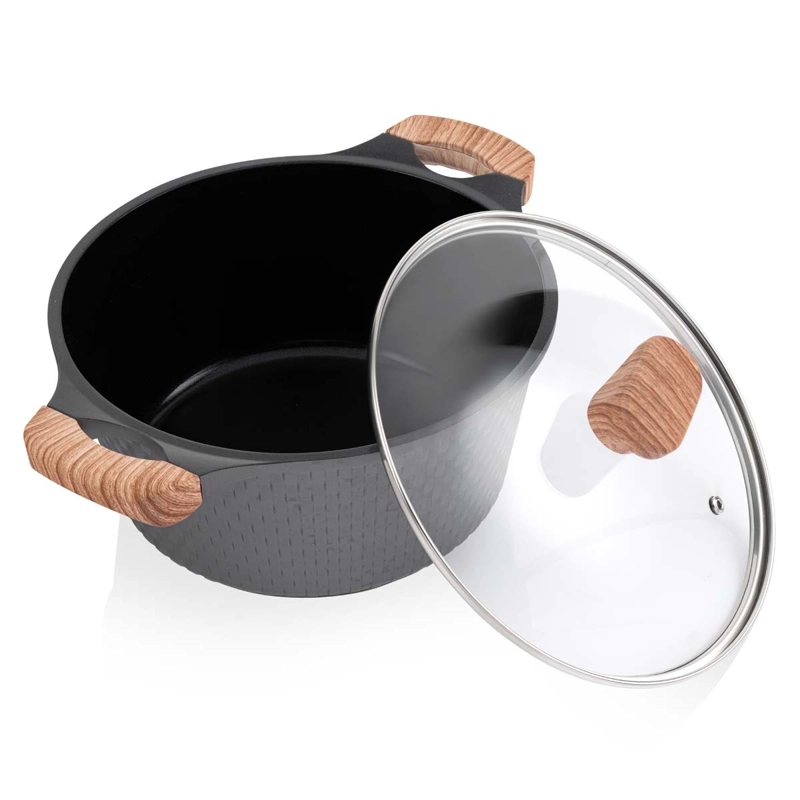 BATERIA DE COCINA THOMAS TH-MB07GM 7 PIEZAS SET OLLAS Y SARTE N EFECTO MARMOL GRIS - 8