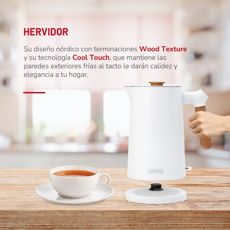 HERVIDOR ELE CTRICO THOMAS TH-6250B COOL TOUCH 1,7 LITROS 2200W TETERA JARRO BLANCO - 4