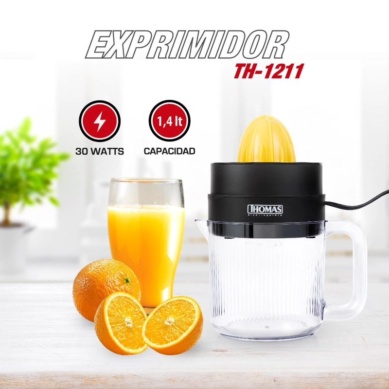 EXPRIMIDOR ELE CTRICO THOMAS TH-1211 2 EN 1 1,4 LITROS 30W CITRICOS DOBLE CONO NEGRO - 2