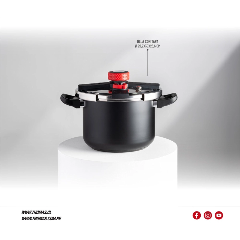 OLLA A PRESION THOMAS TH-MOP08N 8 LITROS ACERO INOXIDABLE TRIPLE SEGURIDAD INDUCCION - 2