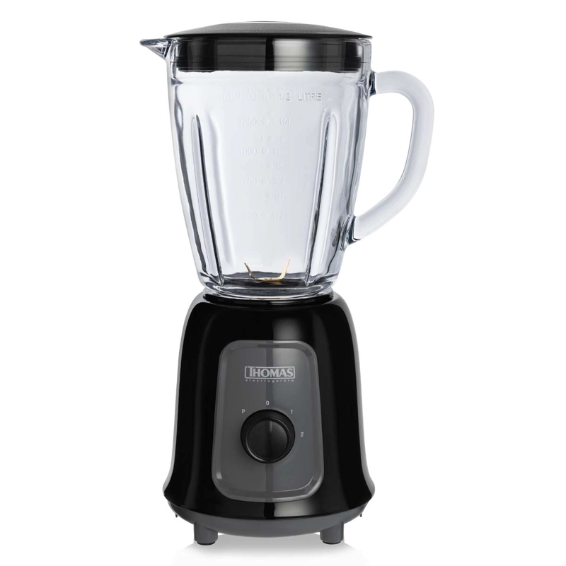 LICUADORA THOMAS TH-330V 1,5 LITROS 600W JUGUERA JARRO DE VIDRIO 2 VELOCIDADES NEGRO - 1