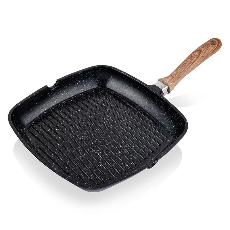 SARTE N GRILL THOMAS TH-MS28NM 28 CM CUADRADO ALUMINIO FUNDIDO PLANCHA PARRILLA ASADOR - 1