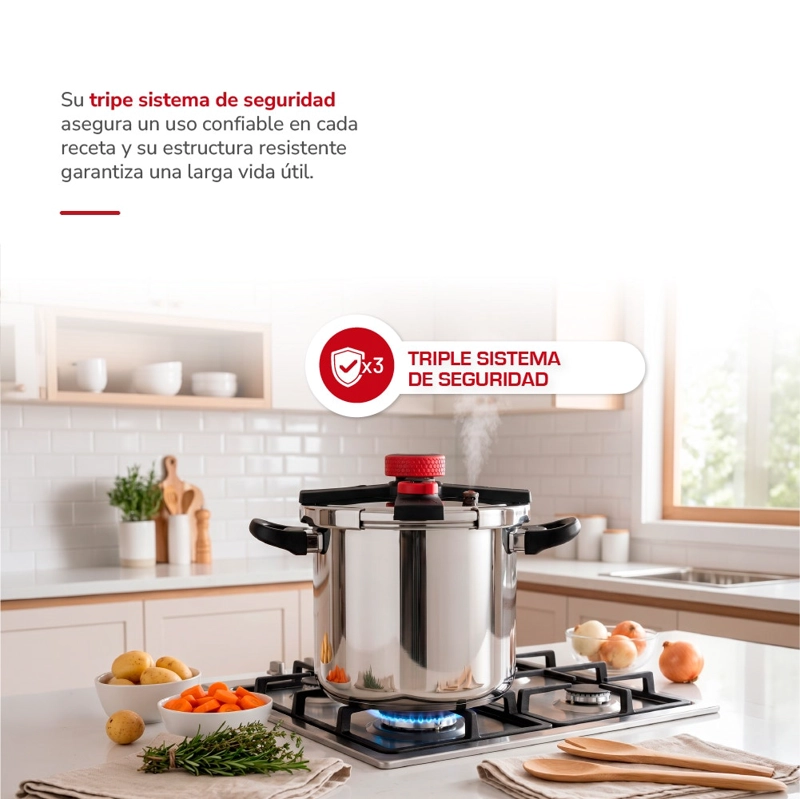 OLLA A PRESION THOMAS TH-MOP10I 10 LITROS ACERO INOXIDABLE TRIPLE SEGURIDAD INDUCCION - 4