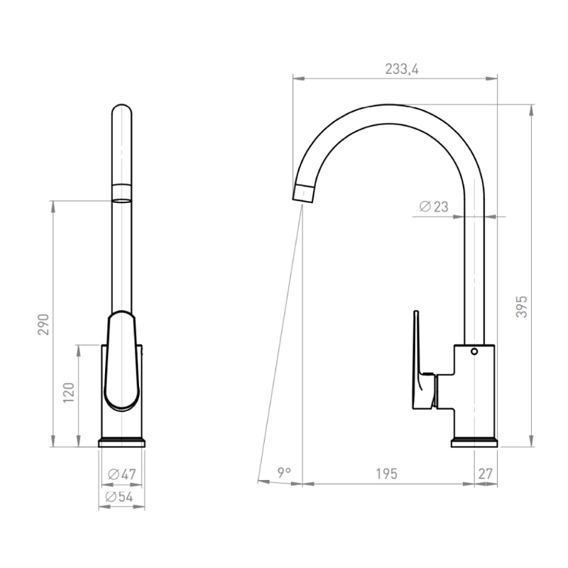 MONOMANDO LLAVE GRIFO LAVAPLATOS CUELLO ALTO CURVO MODELO ILLINOIS MARCA PMB CROMO - 6