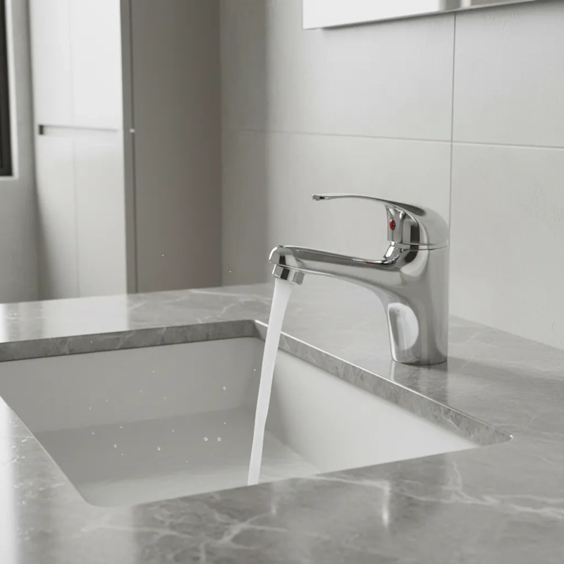 MONOMANDO LLAVE GRIFO LAVAMANOS LAVATORIO MODELO COLOMBA MARCA TAUMM CROMO CARTUCHO CERAMICO 35 MM - 3
