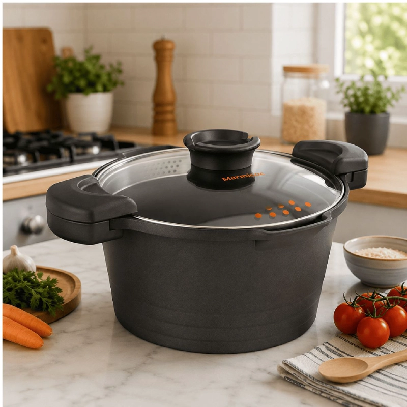 OLLA MULTICOOKER 6 LITROS 24 CM MODELO THERMA MARCA MARMICOC COLOR NEGRO - 1