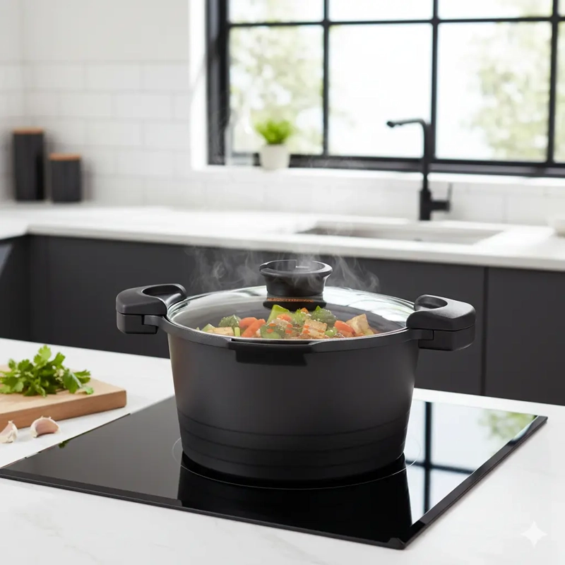 OLLA MULTICOOKER 6 LITROS 24 CM MODELO THERMA MARCA MARMICOC COLOR NEGRO - 5