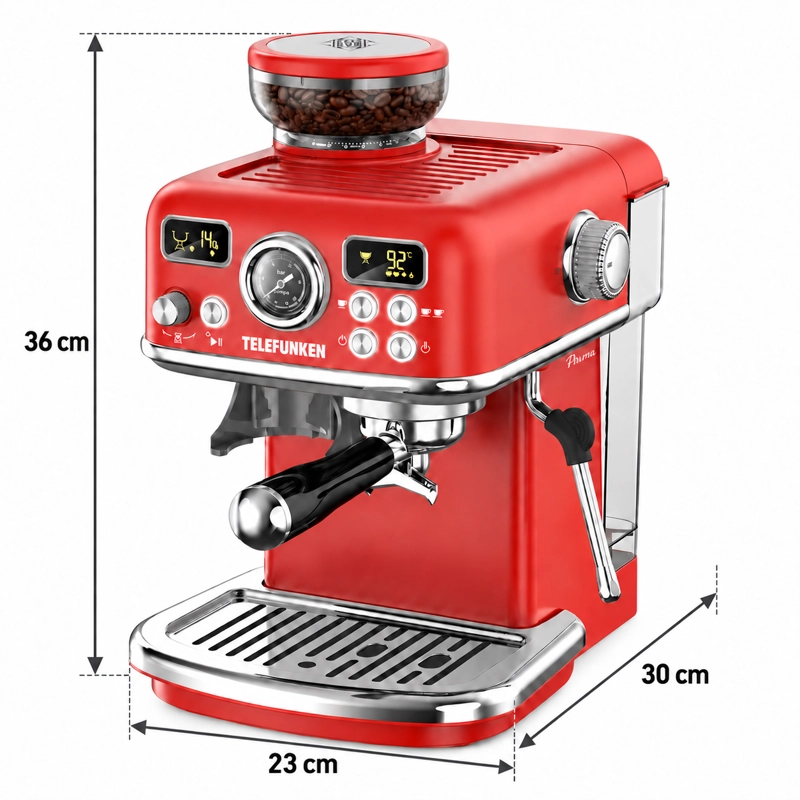 CAFETERA ESPRESSO CON MOLINILLO 21 BARES CON KIT BARISTA MODELO PARMA MARCA TELEFUNKEN - 12
