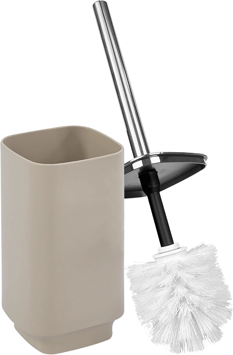 SET DE BAÑO COMPLETO 6 PIEZAS DE ABS CON BASURERO DISPENSADOR Y ESCOBILLA COLOR TAUPE - 8