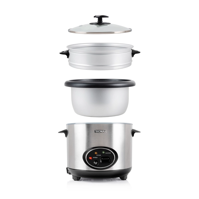 OLLA ARROCERA ELECTRICA THOMAS 1,8 LITROS 700W MULTIUSO CON VAPORERA ACERO INOXIDABLE - 8