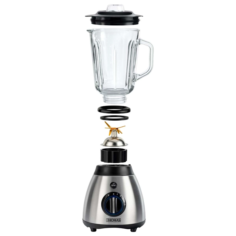 LICUADORA JUGUERA THOMAS 800W JARRO DE VIDRIO 1,5 LITROS 5 VELOCIDADES PICA HIELO GRIS - 7