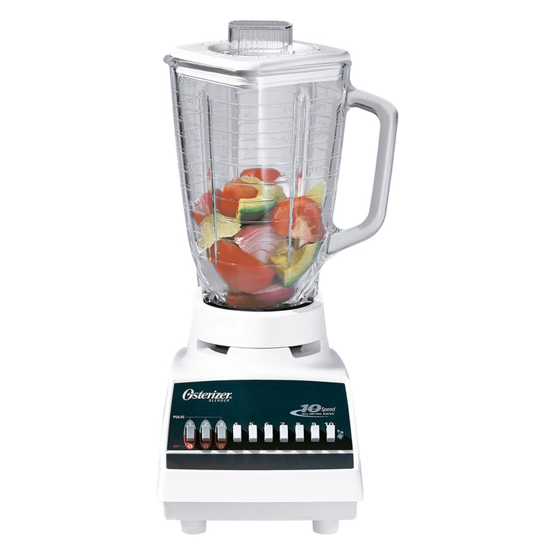LICUADORA JUGUERA OSTER CLASICA 10 VELOCIDADES 300W JARRA VIDRIO 1,25 L PICA HIELO BLANCA - 3