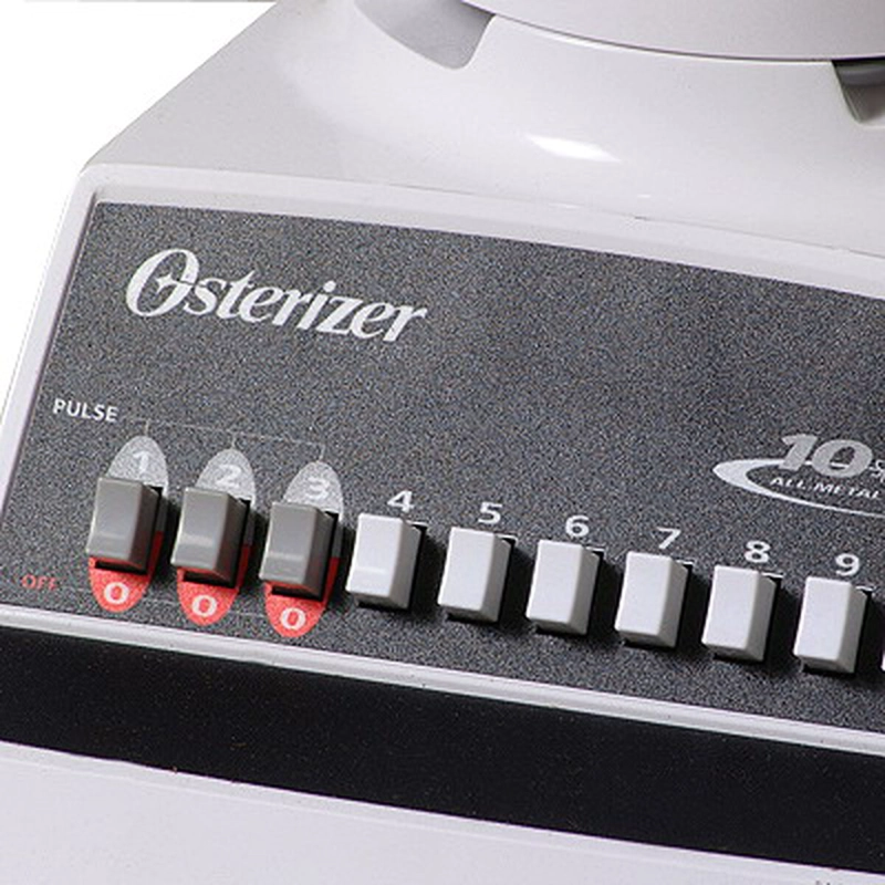 LICUADORA JUGUERA OSTER CLASICA 10 VELOCIDADES 300W JARRA VIDRIO 1,25 L PICA HIELO BLANCA - 7