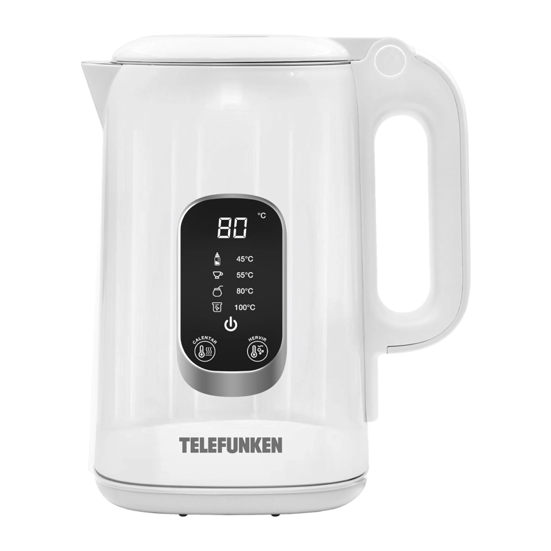 HERVIDOR ELECTRICO DIGITAL TELEFUNKEN 1,8 LITROS 1500W CONTROL DE TEMPERATURA KEEP WARM PAVA BLANCO - 1