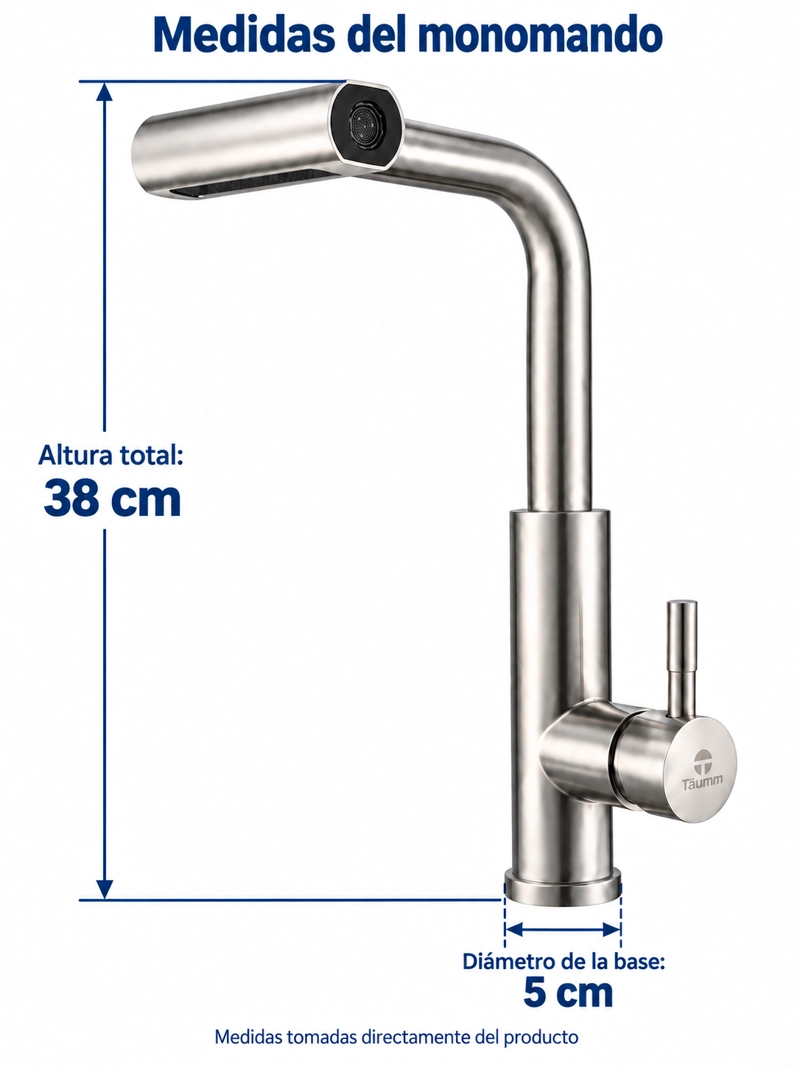 MONOMANDO LAVAPLATOS EXTRAIBLE TAUMM 4 CHORROS ACERO INOXIDABLE 304 GRIFO COCINA PLATEADO - 6