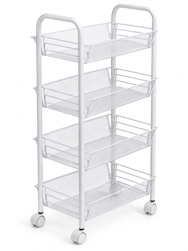 CARRITO ORGANIZADOR VERDULERO FRUTERO METALICO 4 NIVELES CON RUEDAS BLANCO - 2