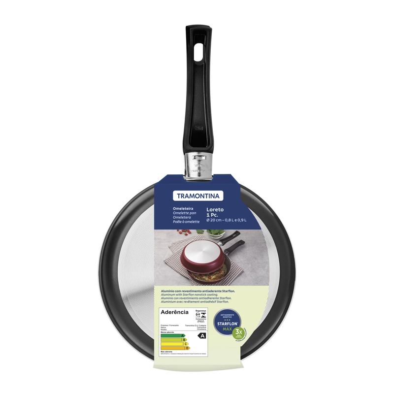 OMELETERA TRAMONTINA LORETO 20 CM SARTEN TORTILLERO DOBLE ALUMINIO ANTIADHERENTE STARFLON MAX GRAFIT - 6