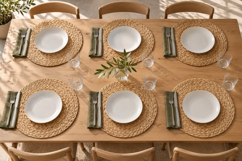 SET 6 INDIVIDUALES REDONDOS TEJIDOS DE FIBRA NATURAL 36 CM BEIGE, MANTEL INDIVIDUAL RUSTICO - 2