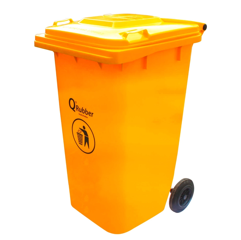 BASURERO CONTENEDOR BASURA 240 LTS. AMARILLO QRUBBER - 2