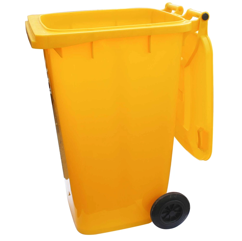BASURERO CONTENEDOR BASURA 240 LTS. AMARILLO QRUBBER - 3