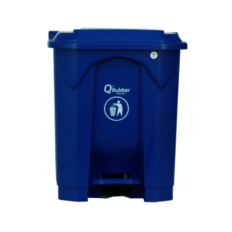 BASURERO CONTENEDOR QRUBBER BASURA 30L AZUL PEDAL - 1