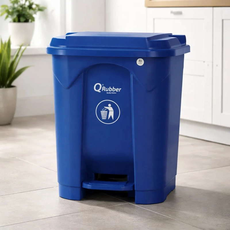 BASURERO CONTENEDOR QRUBBER BASURA 30L AZUL PEDAL - 2