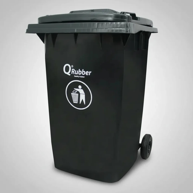 BASURERO CONTENEDOR QRUBBER BASURA 360L GRIS - 3