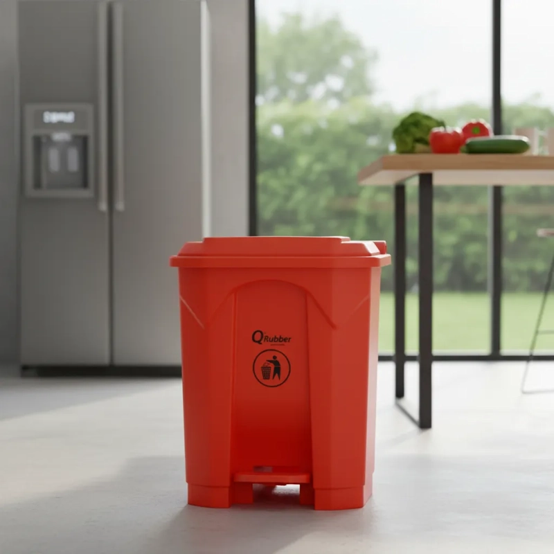 BASURERO QRUBBER 30L ROJO PEDAL - 2