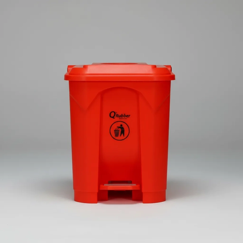 BASURERO QRUBBER 30L ROJO PEDAL - 4