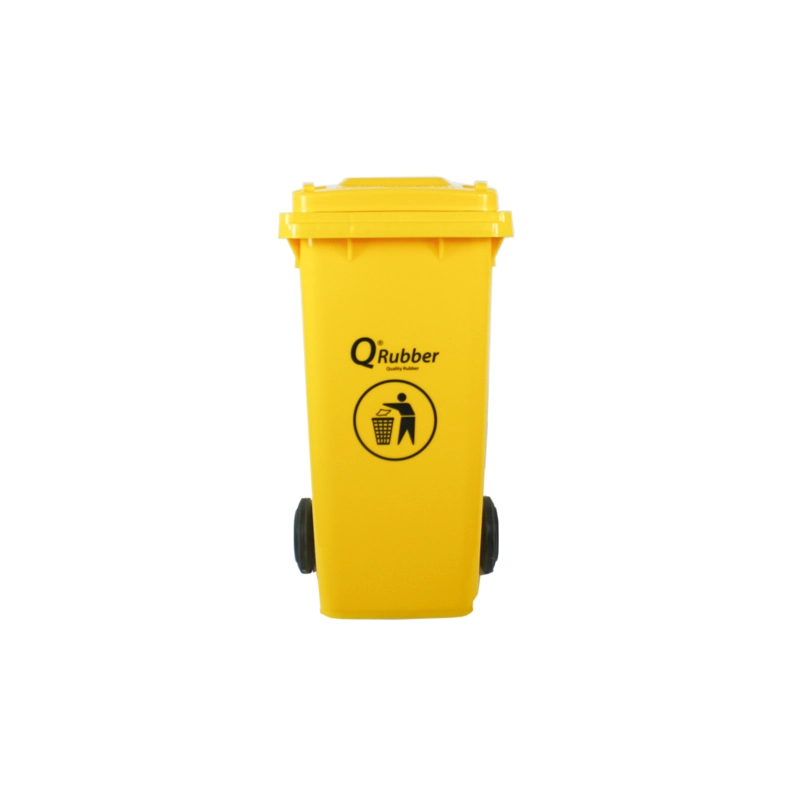 BASURERO CONTENEDOR BASURA 120 LTS. AMARILLO QRUBBER - 1