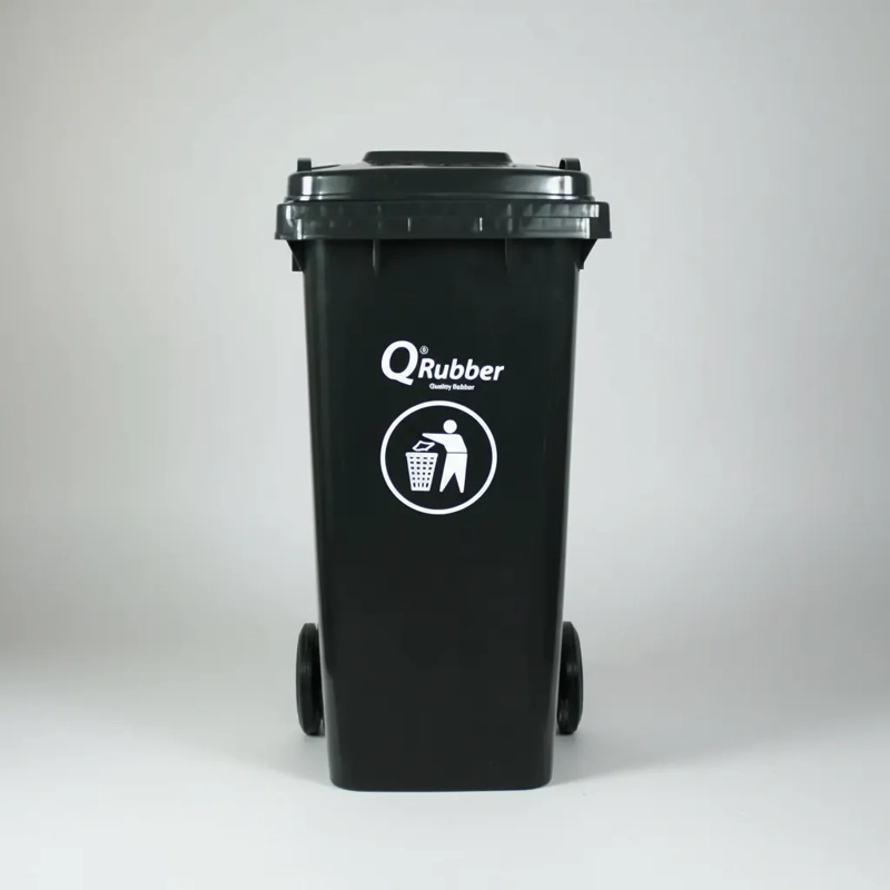 BASURERO CONTENEDOR QRUBBER BASURA 120L GRIS - 4