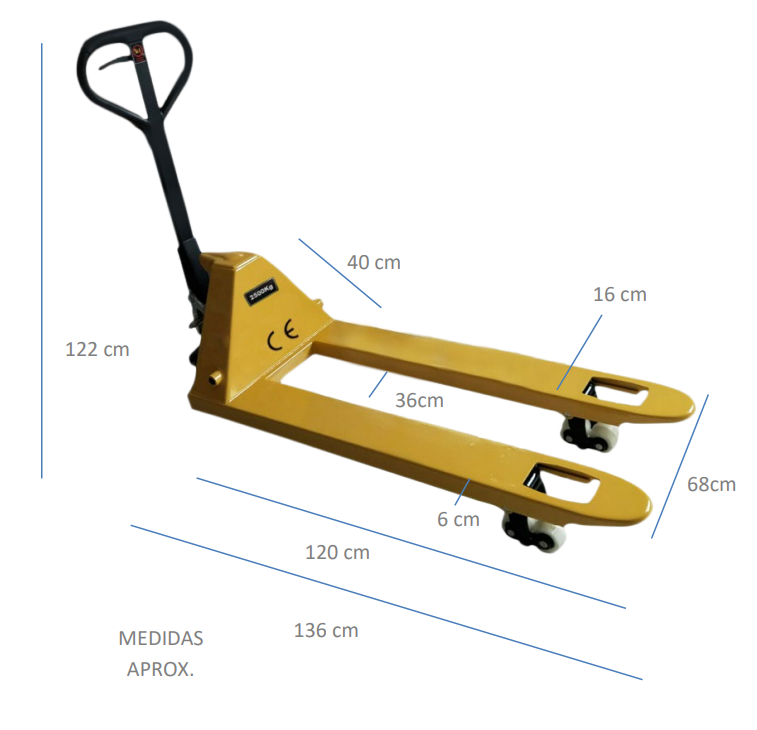 TRANSPALETA MANUAL CARGA 2.5 TONELADAS QRUBBER - 2