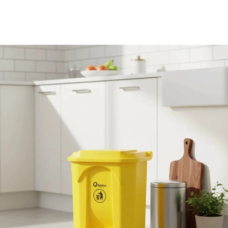 BASURERO QRUBBER 30L AMARILLO PEDAL - 4