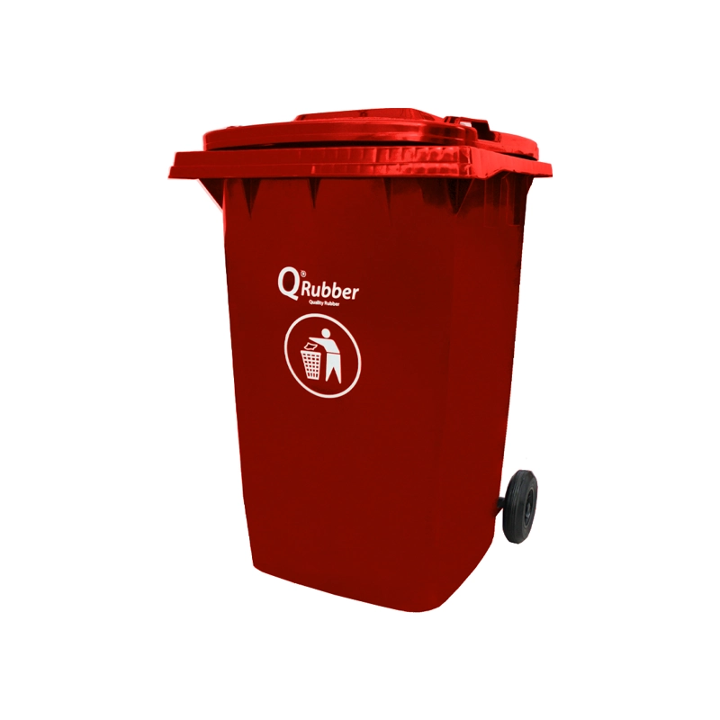 BASURERO CONTENEDOR QRUBBER BASURA 360L ROJO - 1
