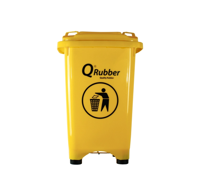 BASURERO QRUBBER 50L PEDAL AMARILLO - 1