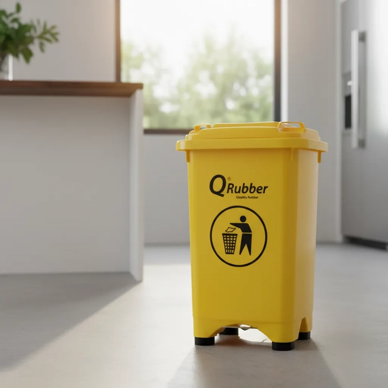 BASURERO QRUBBER 50L PEDAL AMARILLO - 2