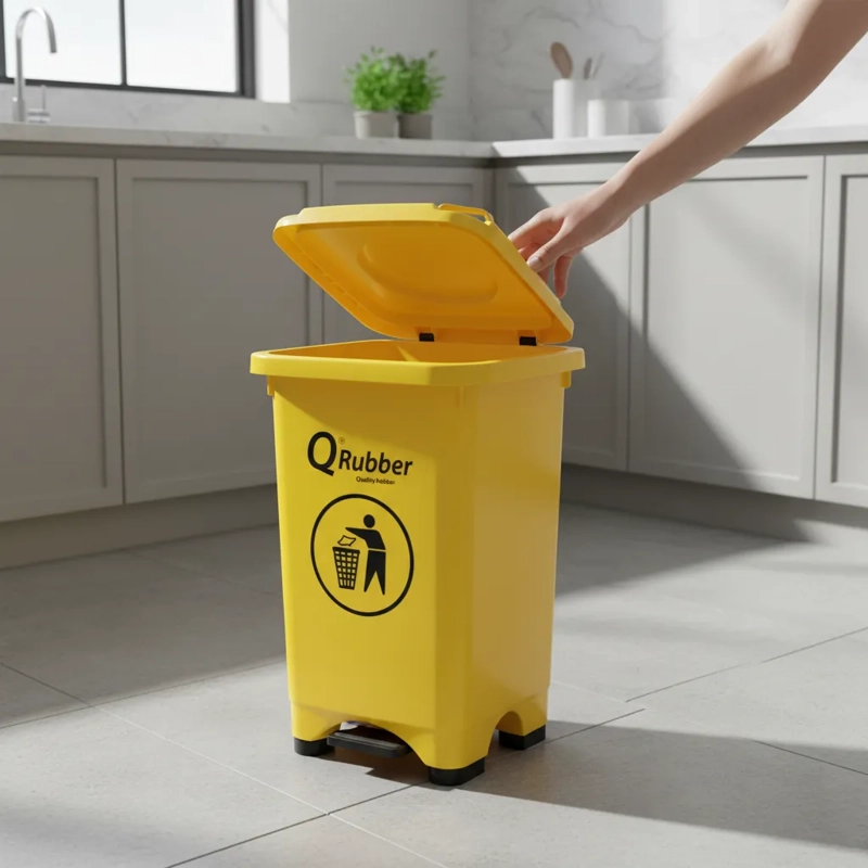 BASURERO QRUBBER 50L PEDAL AMARILLO - 3