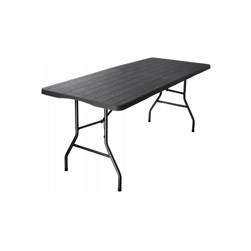 MESA QRUBBER PLEGABLE TIPO MADERA 180X76X74CM OSCURO GRIS - 1