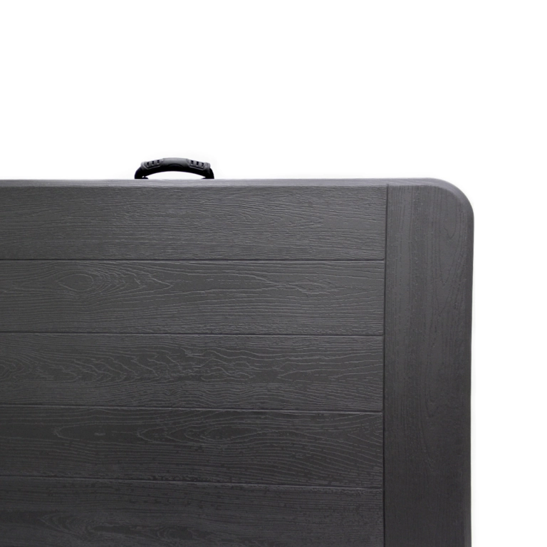 MESA QRUBBER PLEGABLE TIPO MADERA 180X76X74CM OSCURO GRIS - 2