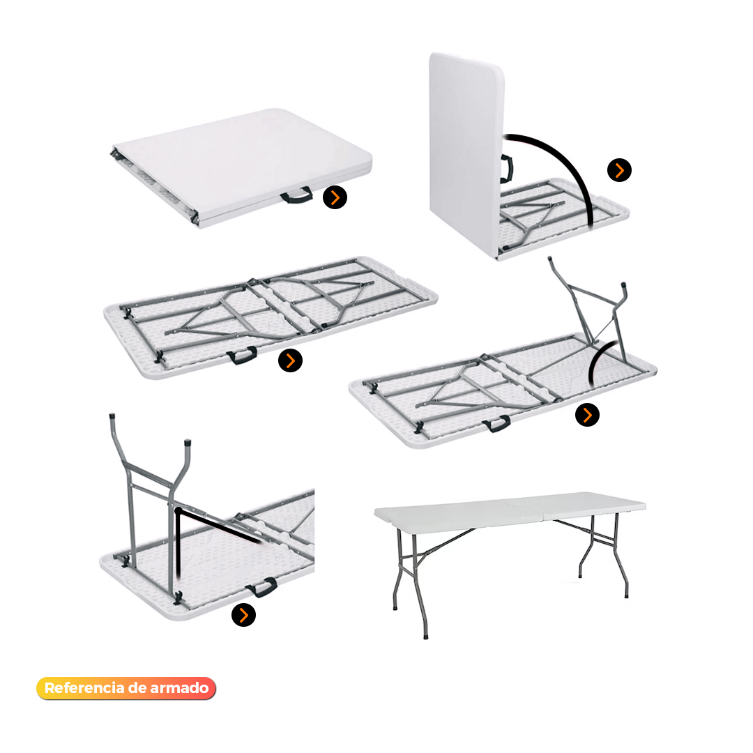 MESA QRUBBER PLEGABLE TIPO MALETA 180X70X74CM - 3