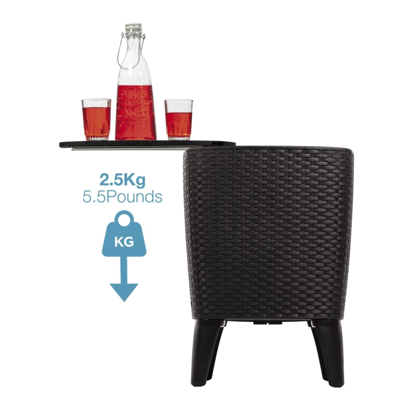 MESA COOLER CAPRI TIPO RATTAN MARRON TERRAZA MQ QRUBBER - 9