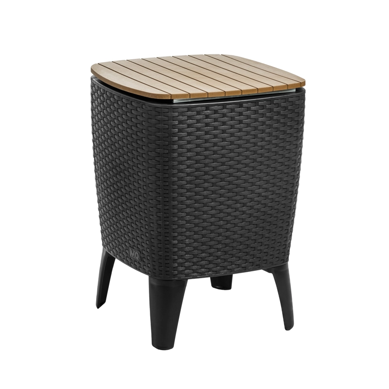 MESA COOLER CAPRI TIPO RATTAN NEGRO CAFE  TERRAZA MQ QRUBBER - 1