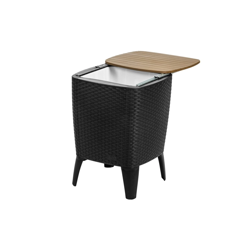 MESA COOLER CAPRI TIPO RATTAN NEGRO CAFE  TERRAZA MQ QRUBBER - 2
