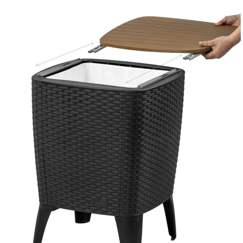 MESA COOLER CAPRI TIPO RATTAN NEGRO CAFE  TERRAZA MQ QRUBBER - 5