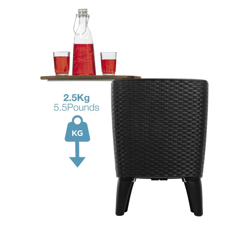 MESA COOLER CAPRI TIPO RATTAN NEGRO CAFE  TERRAZA MQ QRUBBER - 6