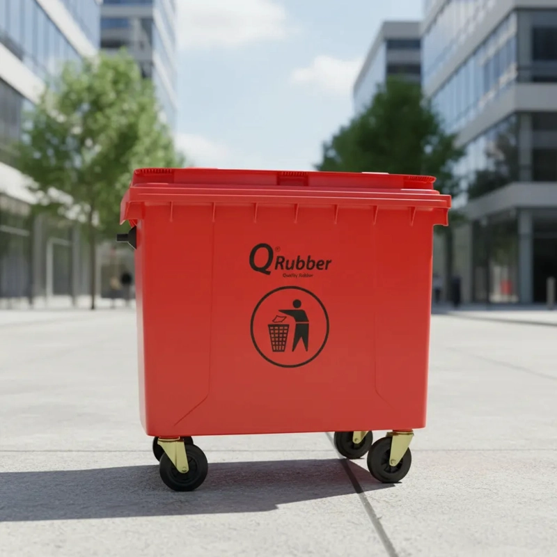 BASURERO CONTENEDOR QRUBBER BASURA 660L ROJO - 2