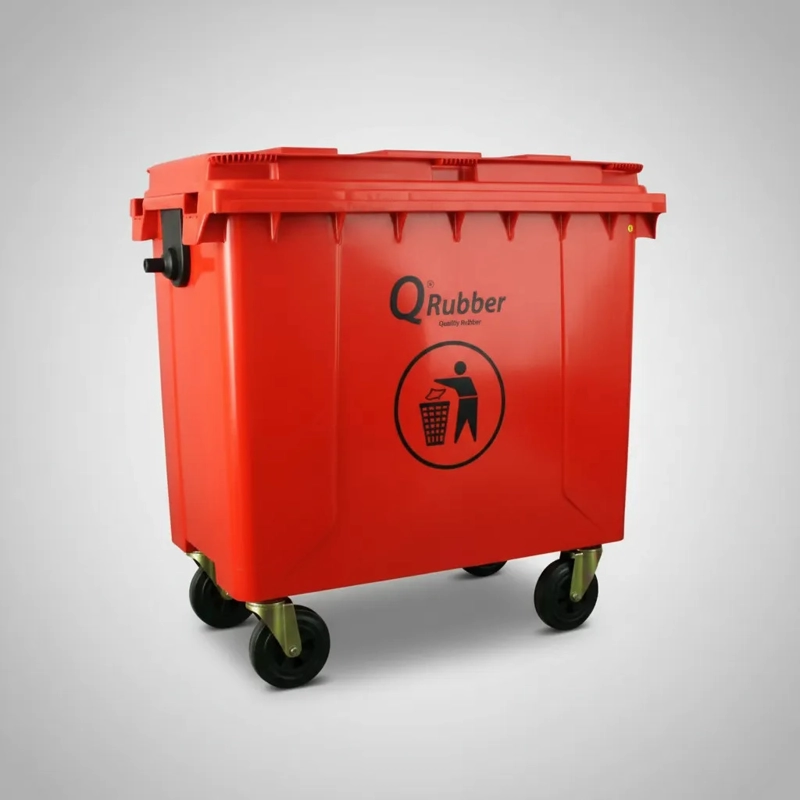 BASURERO CONTENEDOR QRUBBER BASURA 660L ROJO - 4