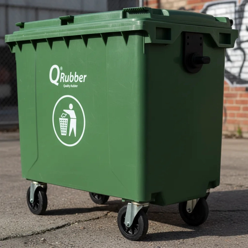 BASURERO QRUBBER 660L VERDE - 4